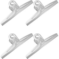 Qwork Stainless Steel Extra Large Bull Clips, 4 Pcs 12"" Paper Clamps Holder, Heavy Duty Metal File Binder Clip