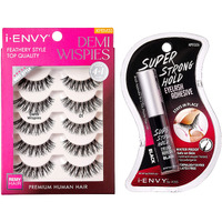 I-Envy False Eyelashes And Lash Adhesive Set Demi Wispies Natural Lashes 5 Pairs Fake Eye Lashes (Clear)