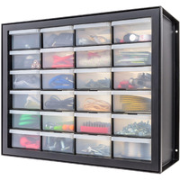 Iris Usa Screw Organizer, Hardware Storage Organizer, 24 Drawer Parts Cabinet, Plastic Drawer Storage For Hardware Crafts, Small Parts, Nuts, Bolts, Tool Organizer Storage, Scrapbook Art Hobby - Black
