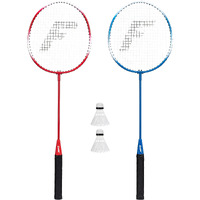 Franklin Sports Badminton Racket + Birdie Set - Replacement Badminton Equipment For Kids + Adults - 2 Player Badminton Racket Set, Red/ White/ Blue