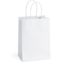 Bagdream Small Paper Gift Bags 50Pcs 5.25X3X8 Inches Kraft Paper Bags Party Favor Bags Shopping Bags Kraft Bags White Paper Gift Bags With Handles Bulk