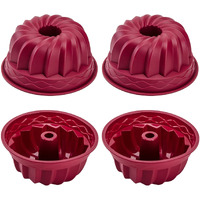 Nalchois 4 Inch Silicone Mini Bundt Cake Pan Set Of 4, Nonstick Bpa Free Silicone Cake Molds For Baking, Oven Dishwasher Safe Fluted Tube Baking Pan For Pumpkin Cake, Jelly, Brownies, Bread, Pudding