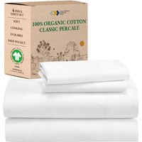 California Design Den 100% Organic Cotton Sheets For Queen Size Bed, Deep Pockets, Percale Sheets Queen, Gots Certified, Soft Cooling Sheets, 4 Piece Bed Sheets Queen Sheet Set, White Sheets
