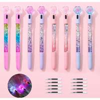 8 Pcs Cute Pens Kawaii Pens Fun Pens, 0.5Mm Cat Paw Shiny Luminous Ballpoint Pens, Korean Japanese Stationery School Supplies For Teen Girls Women, Black Writing Gel Pens