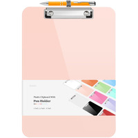 Sooez Plastic Clipboard With Pen Holder, [10% Thicker] Clip Boards 8.5X11 With Low Profile Clip, Cute Hanging Clipboard, Standard Letter Size A4 For Women Kid Teacher, Office & School Supplies, Pink