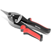 Dna Motoring Tools-00110 High Carbon Steel Tin Snip Tool, 10 Inches Serrated Jaws, Straight Cut Tin Snip W/Rubberized Handle, Built-In Thumb Lock