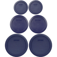 Pyrex (2) 7202-Pc 1 Cup (2) 7200-Pc 2 Cup (2) 7201-Pc 4 Cup Blue Replacement Lids - Original Genuine Pyrex - Made In The Usa