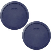 Pyrex 7402-Pc Dark Blue 6/7-Cup Round Plastic Food Storage Lids, Made In Usa - Original Genuine Pyrex Lids - 2 Pack