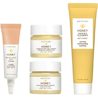 Earth To Skin Facial Care Starter Set: Manuka Honey Cleanser (1.0 Fl Oz), Day Gel Cream (0.5 Fl Oz), Night Cream (0.5 Fl Oz), And Royel Jelly Eye Cream (0.23 Fl Oz)