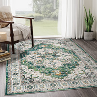 Zesthome 9X12 Area Rugs,Stain Resistant Washable Rug,Ultra-Thin Rugs For Living Room,Bedroom,Non-Slip Backing Home Decor Large Area Rug (Green,9'X12')