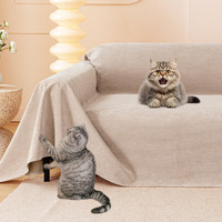 Cat Scratch Furniture Protector - Anti-Slip, Waterproof Sofa Cover To Keep Cats Off, Pet-Friendly Couch Protectors For 3 Cushion Couch, Khaki Anti-Scratch Couch Cover For Pets And Kids 118""X71""