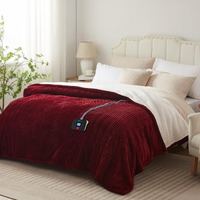 Westinghouse Full Size Heated Blanket, Soft Flannel To Sherpa Electric Blanket With 10 Heating Settings & 1-12 Hours Auto Shut Off, Fast Heating & Machine Washable, 72X84 Inch, Red
