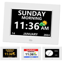 Lxbyjkj 7 Inch Digital Clock With Day And Date For Elderly Alzheimer's Dementia Clock Customizable Alarms And Medicine Reminders 3 Display Modes Large Font Digital Alarm Clock For Seniors White
