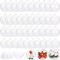 40 Pcs Clear Christmas Ornaments Balls,Hollow Sphere With 4 Size,Transparent Plastic Fillable Ball Ornament For Xmas Tree,Home Decoration,Wedding,Party(1.57 In,1.96 In,2.36 In,2.76 In)
