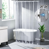 76 Inch Shower Curtain Liner With 6 Magnets & 6 Magnetic Shower Curtain Clips, Heavy Duty Weighted Clear Vinyl 72 X 76 Shower Liner Long For Bathroom,72X76
