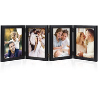 Poilkmni 4 Folding 5X7 Inch Hinged Picture Frame High Definition Natural Wood Picture Frame Rustic Desktop Acrylic Frame Family Photo Collage For Birthday Thanksgiving Christmas Family Lover Gift
