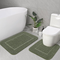 Lochas Bathroom Rug Set Sage Green, Soft Bath Rug Set 2 Piece Set, Toilet Mat U-Shaped 20X20 And 34X20 Bathroom Rugs, Quickly Dry Mats For Bathroom, Tub, Washable, Super Absorbent Floor Mat