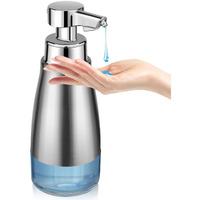 Blancel Automatic Soap Dispenser Touchless Stainless Steel Auto Liquid Hand Dish Soap Dispenser 3-Level Adjustable Hands Free Electric Silver Soap Dispenser Rechargeable For Kitchen Bathroom