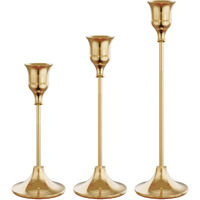Nlbtw French Gold Candlestick Holders Taper Candle Holders, Set Of 3 Vintage Candle Sticks Holder Decor Used As Fireplace Mantel Or Table Centerpieces For Wedding, Dinning, Party