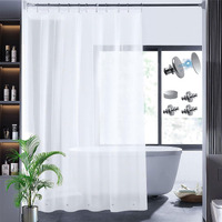 Frosted Shower Curtain Liner 76 Inches Long With 6 Bottom Magnets & 6 Side Magnets To Keep 72X76 Inch Shower Curtain Or Liner Closed And Tight To The Wall With Self-Adhesive Patch