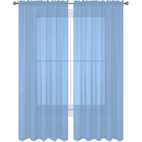Decotex 2 Piece Solid Elegant Sheer Curtains Fully Stitched Panels Window Treatment Drape (54"" X 95"", Light Blue)