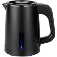 Small Electric Tea Kettle Stainless Steel, 0.8L Portable Mini Hot Water Boiler Heater, Travel Electric Coffee Kettle With Auto Shut-Off & Boil Dry Protection (Black)