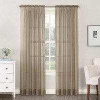 No. 918 25767 Emily Sheer Voile Rod Pocket Curtain Panel, 59"""" X 95"""", Taupe