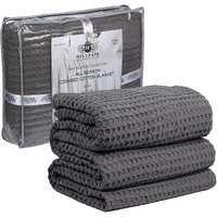 Hillfair 100% Cotton Blanket- 120"" X 120"" Xxl Oversized King Bed Blankets - Family Size 10 Ft X 10 Ft Big - Waffle Blankets - Soft Breathable Blankets For Bed - Extra Large King Cotton Blankets- Grey