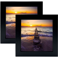 Lekaiya 5X5 Black Picture Frames Set Of 2, Square Solid Wood Photo Frame For Tabletop Or Wall Mounting