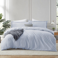 Hearth & Harbor Ice Blue Duvet Cover Queen Size - 3 Piece Queen Duvet Cover Set, Soft Double Brushed Queen Size Duvet Covers With Button Closure, 1 Duvet Cover 90X90 Inches And 2 Pillow Shams