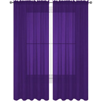 Decotex 2 Piece Solid Elegant Sheer Curtains Fully Stitched Panels Window Treatment Drape (54"" X 95"", Purple)