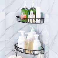 Orimade Corner Shower Caddy Stainless Steel With Hooks Wall Mounted Bathroom Shelf Storage Organizer Adhesive No Drilling 2 Pack, Black Only For 90-Degree Corner