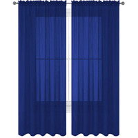 Decotex 2 Piece Solid Elegant Sheer Curtains Fully Stitched Panels Window Treatment Drape (54"" X 95"", Royal Blue)