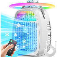 Ai Portable Air Conditioners Fan,Tytab Evaporative Mini Air Conditioner,Portable Ac Air Cooler With 4 In 1 Humidifier Fan Conditioner 7 Colors Light, 3 Speed Ac Portable For Bedroom Room Office Desk
