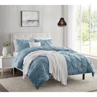 Nestl Stone Blue Duvet Cover Queen Size - Pintuck Queen Duvet Cover Set, 3 Piece Double Brushed Duvet Covers With Button Closure, 1 Pinch Pleated Duvet Cover 90X90 Inches And 2 Pillow Shams