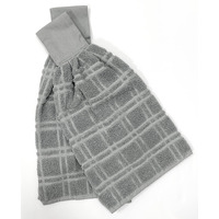 Zenvy Tie Latch Towels Set Of 2 | Hanging Hand Towels Set With Hook & Loop Closure (Gray) | Made In India