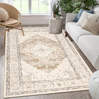 Pauwer Boho Area Rug 3X5, Large Washable Rugs For Living Room,Vintage Non Slip Bedroom Area Rugs, Ultra Soft Throw Rugs Low-Pile Floor Carpet Rug For Entryway Dining Room Dorm, Ivory Coffee