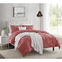Nestl Pink Clay Duvet Cover King Size - Pintuck King Duvet Cover Set, 3 Piece Double Brushed Duvet Cover With Button Closure, 1 Pinch Pleated King Size Duvet Cover 104X90 Inches And 2 Pillow Shams