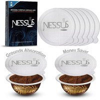Nessus Foil Seals Lid For Reusable Nespresso Vertuo Pods, Refillable Capsule Aluminum Foil Lids Sticker With Coffee Grounds Absorption Layer, Compatible With Nespresso Vertuoline Machine(60 Pcs, 62Mm)