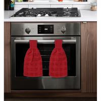Zenvy Tie Latch Towels Set Of 2 | Hanging Hand Towels Set With Hook & Loop Closure (Red) | Made In India