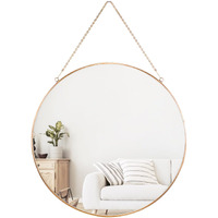 Dahey Hanging Circle Mirror Wall Decor Small Gold Round Mirror With Hanging Chain For Living Room Bathroom Bedroom ,Gold, 11.75"" X 11.75""