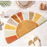Dyefury Sunrise Boho Bathroom Rugs,Half Circle Bath Mat Cute,Sun Bath Mats,Retro Bohemian Home Bathroom Decor,Small Colorful Fun Semi Round Shower Rug Non-Slip,Funny Washable Rug Bedroom 31""X16""