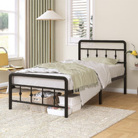 Richwanone 14 Inch Twin Xl Bed Frame With Headboard And Footboard, Heavy Duty Metal Bed Frame Victorian Style, No Box Spring Needed, Easy Assembly, Black