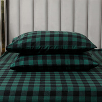 Elegant Comfort Ultra Soft 4-Piece 100% Turkish Cotton Flannel Sheet Set - Buffalo Check Plaid Flannel Sheets, Warm And Cozy Premium Quality, Deep Pocket Fitted Sheet- Full, Green