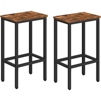 Mahancris Bar Stools, Set Of 2 Bar Chairs, Kitchen Breakfast Bar Stools With Footrest, 25.8"" Dining Stools, Rectangular Industrial Bar Chairs, For Dining Room, Kitchen,Rustic Brown Bahr0101Z