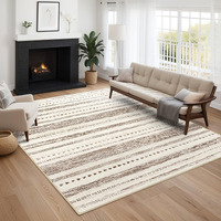 Eisurom Moroccan 5X7 Area Rug: Soft Ultra Thin Machine Washable Farmhouse Area Rugs For Living Room Non-Slip Neutral Modern Geometric Indoor Floor Carpet For Bedroom Under Dinning Table Cream/Brown
