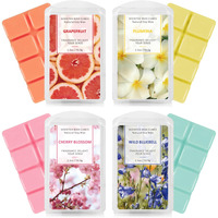 Scentorini Wax Melts, Scented Wax Melts Wax Cubes, Soy Wax Melts For Wax Warmer Candle Wax Melt Summer Wax Melts Christmas Decor, 4 X 2.5 Oz, Grapefruit, Cherry Blossoms, Wild Bluebell, Plumeria