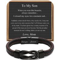 Joycuff Mother And Son Bracelet, To My Son Bracelet Birthday Gift For Son From Mom Dad, Adult Son Gifts Ideas From Mom Christmas Anniversary Knot Bracelet For Men Always Linked Together
