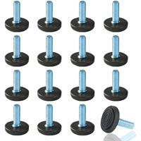 Wafjamf M6 Adjustable Furniture Levelers Table Feet Screw In Threaded, Screw On Chair Foot Glides Leveling For Tables, Chairs, Furniture Legs-16 Pcs