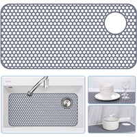 Silicone Sink Protectors For Kitchen Sink - 28.4""X 14.3"" Kitchen Sink Mats Accessory, Non-Slip Heat Resistant Sink Mat For Bottom Of Farmhouse Porcelain Stainless Steel Sink (Right Left Hole)